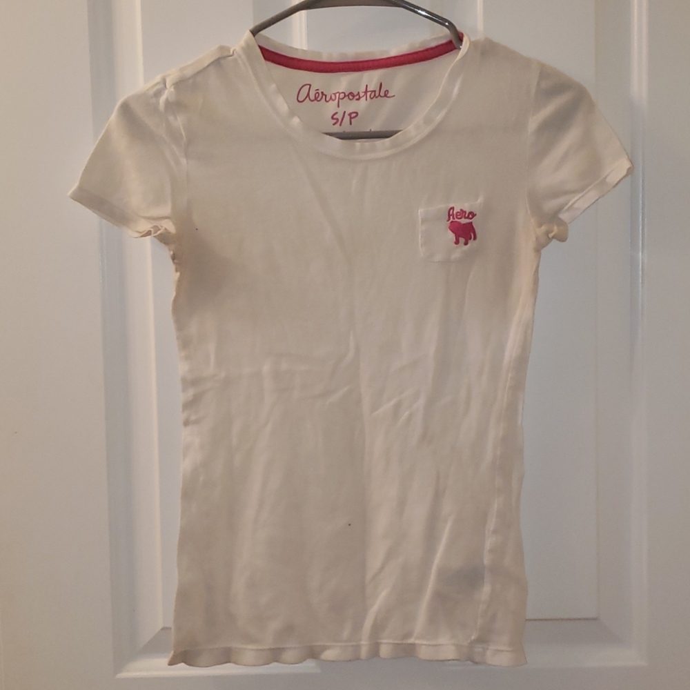 White Aeropostale Pug Shirt